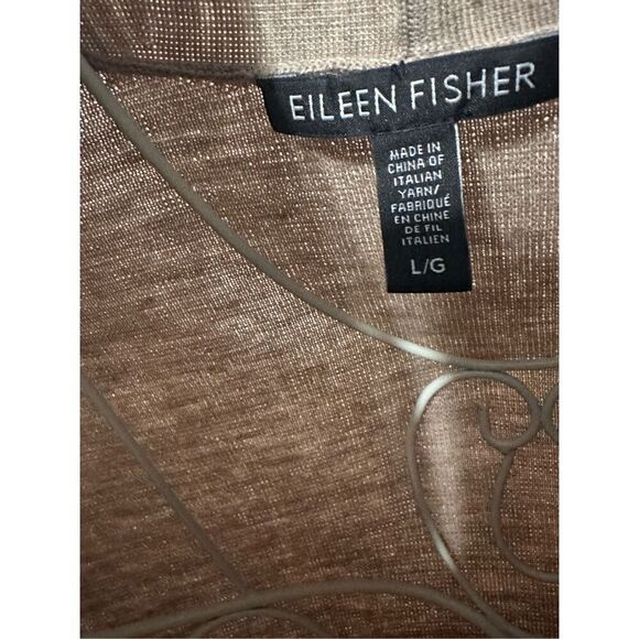 Great Condition Eileen Fisher olive Superfine Merino Wool Long Cardigan Size lar - Picture 2 of 4
